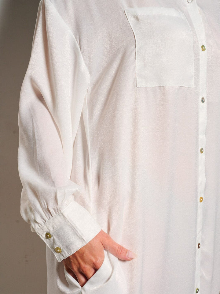 WOMEN'S LONG SLEEVE BUTTON UP FRONT POCKET TUNIC MAXI DRESS