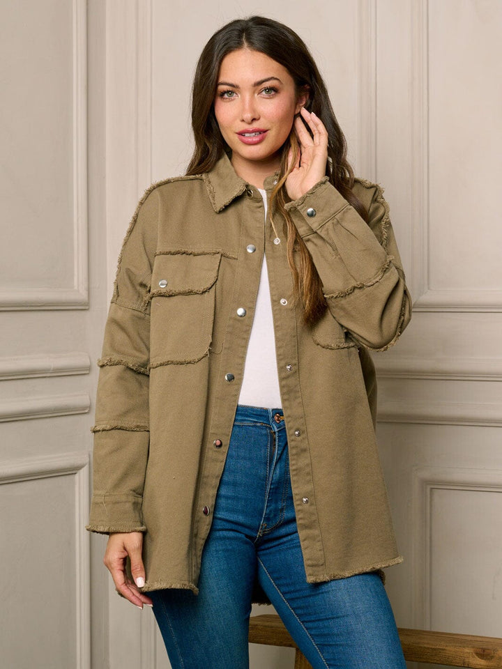 WOMEN'S LONG SLEEVE BUTTON UP GRAPHIC DENIM JACKET
