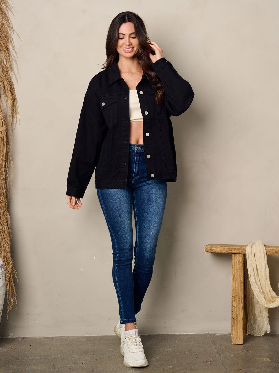 WOMEN'S LONG SLEEVE BUTTON UP DENIM JACKET