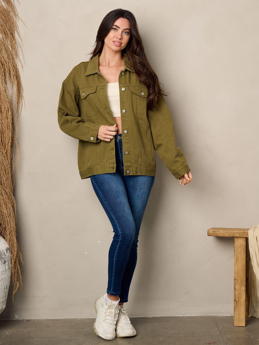 WOMEN'S LONG SLEEVE BUTTON UP DENIM JACKET