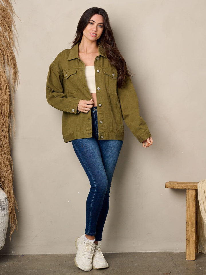 WOMEN'S LONG SLEEVE BUTTON UP DENIM JACKET