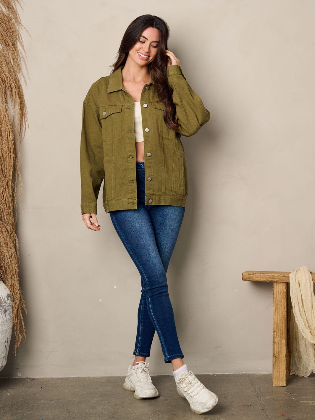 WOMEN'S LONG SLEEVE BUTTON UP DENIM JACKET