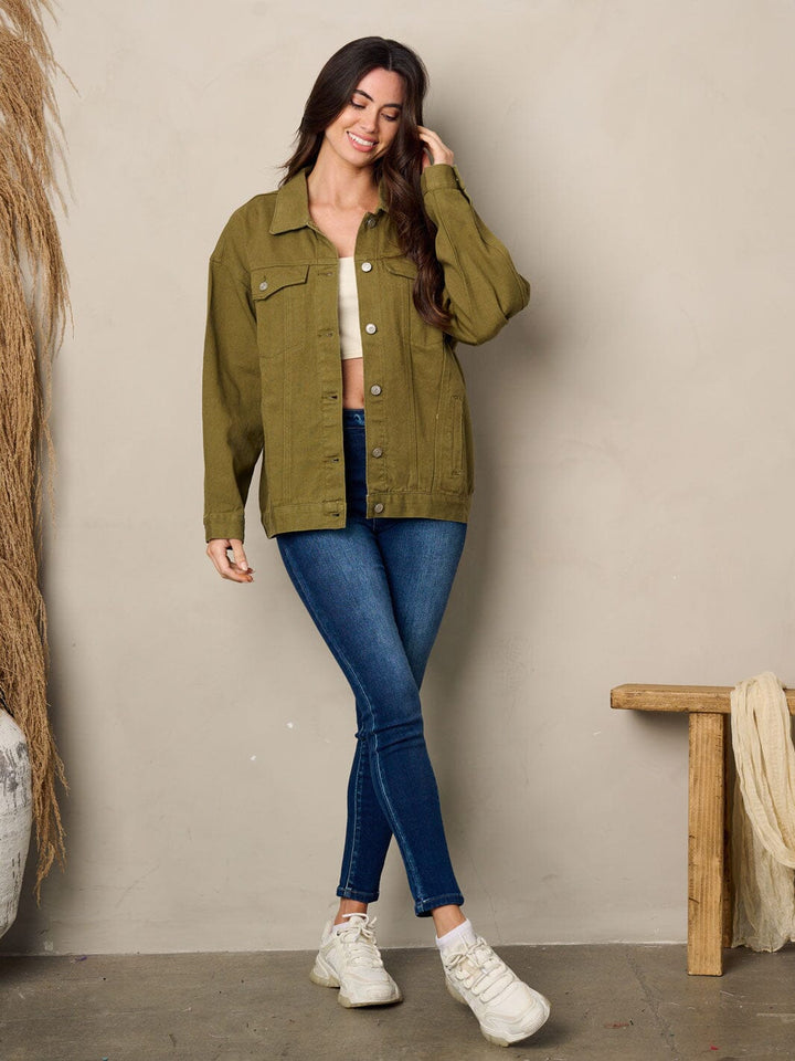 WOMEN'S LONG SLEEVE BUTTON UP DENIM JACKET