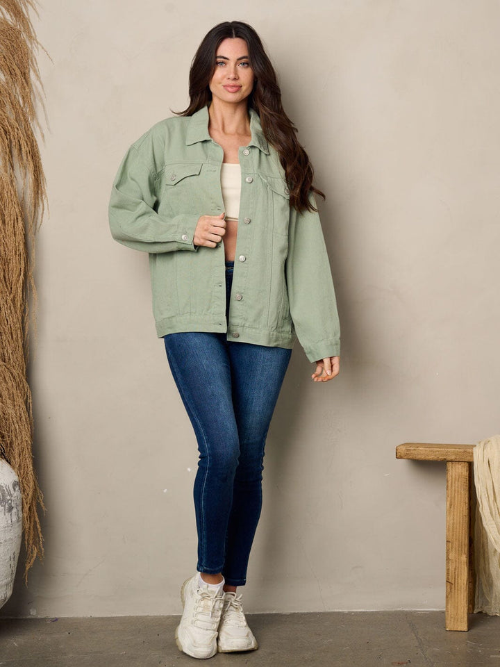 WOMEN'S LONG SLEEVE BUTTON UP DENIM JACKET