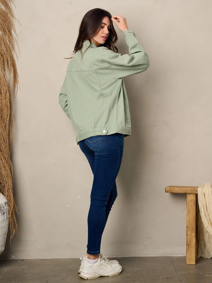 WOMEN'S LONG SLEEVE BUTTON UP DENIM JACKET
