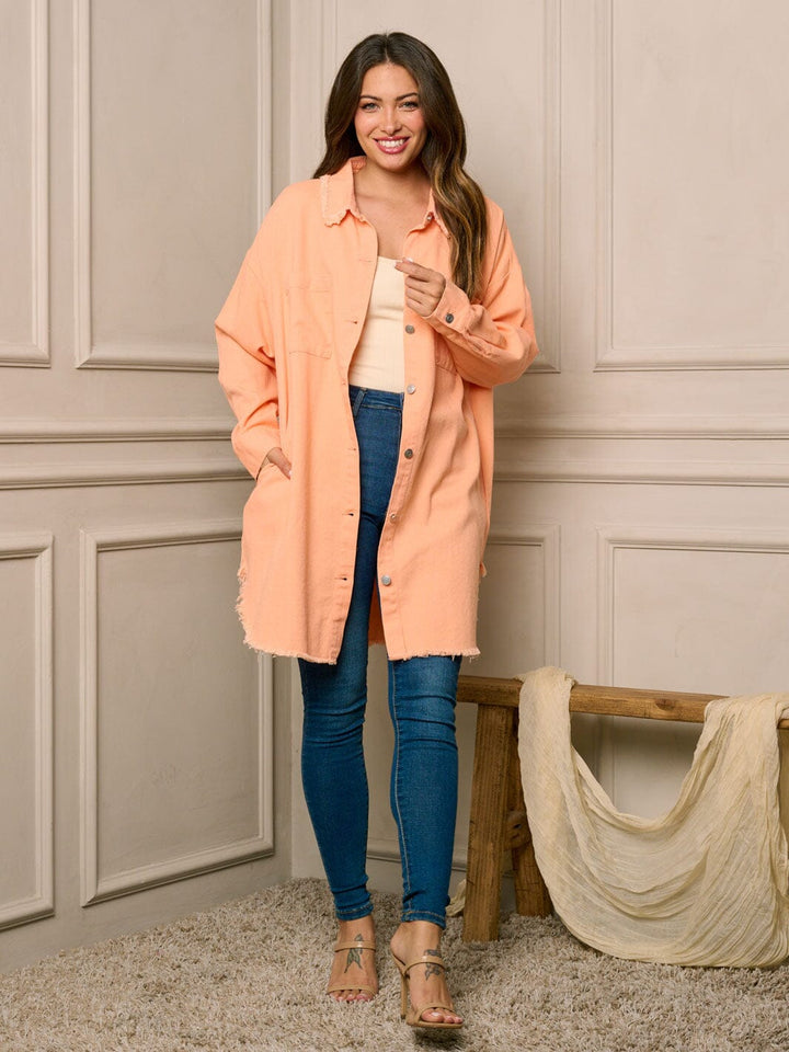 WOMEN'S LONG SLEEVE BUTTON CLOSURE BACK STUDS SKULL DENIM JACKET