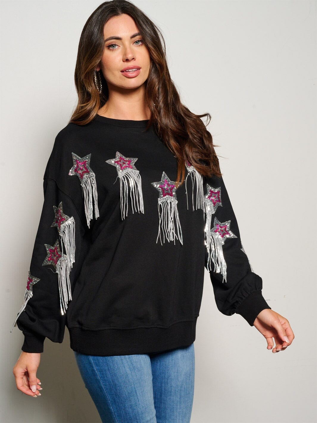 WOMEN'S LONG SLEEVE SEQUINS DETAILED SWEATER