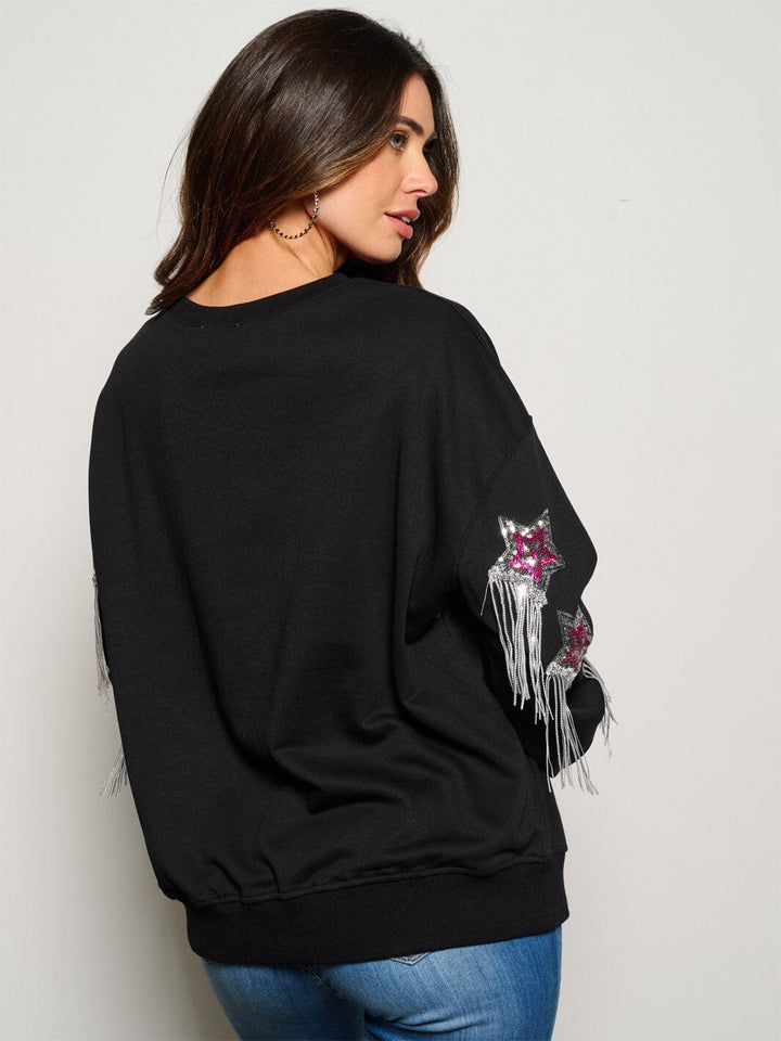 WOMEN'S LONG SLEEVE SEQUINS DETAILED SWEATER