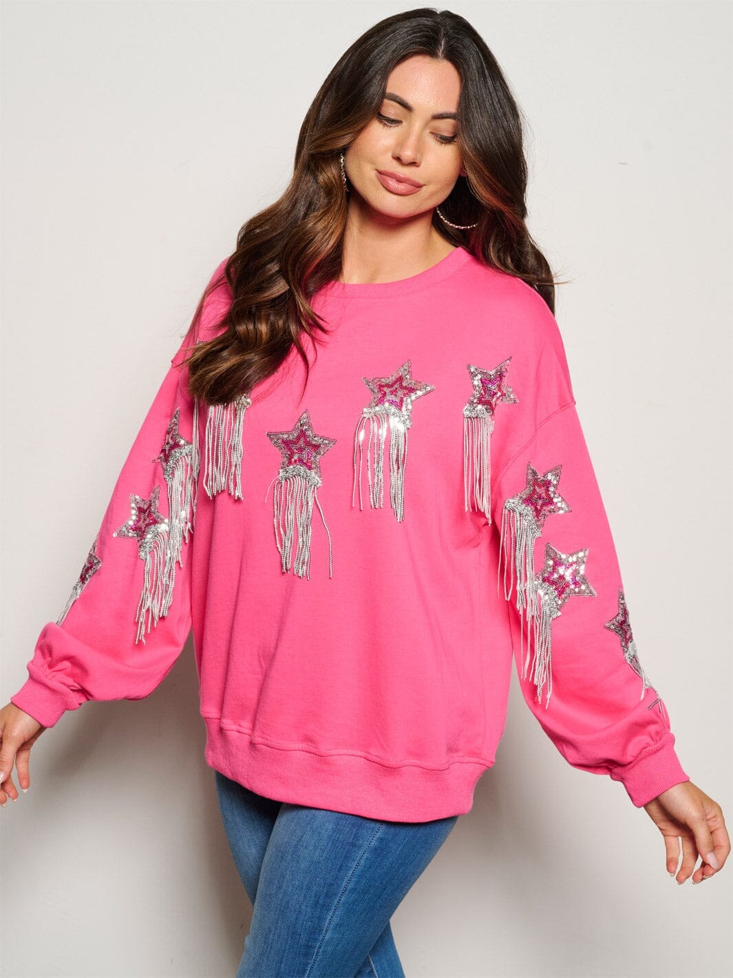 WOMEN'S LONG SLEEVE SEQUINS DETAILED SWEATER