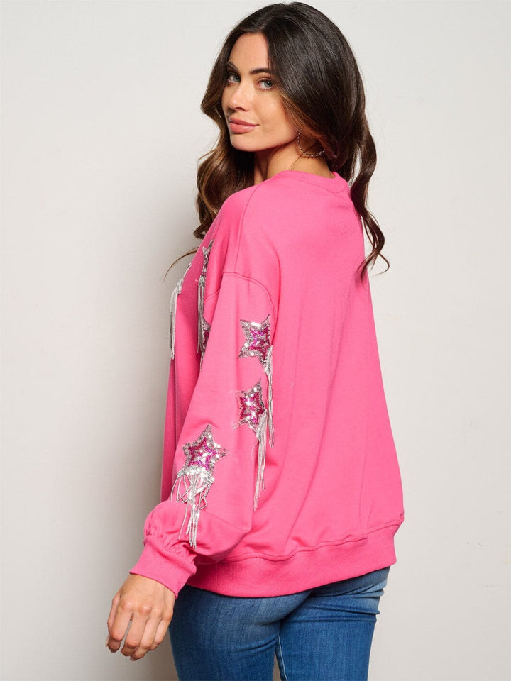 WOMEN'S LONG SLEEVE SEQUINS DETAILED SWEATER