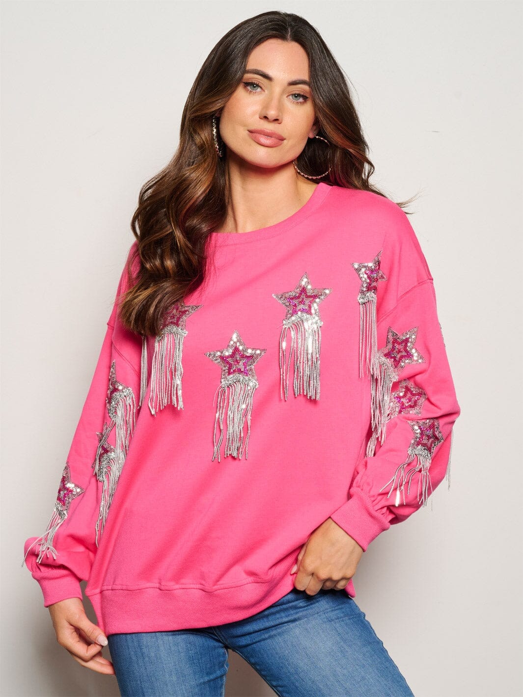 WOMEN'S LONG SLEEVE SEQUINS DETAILED SWEATER