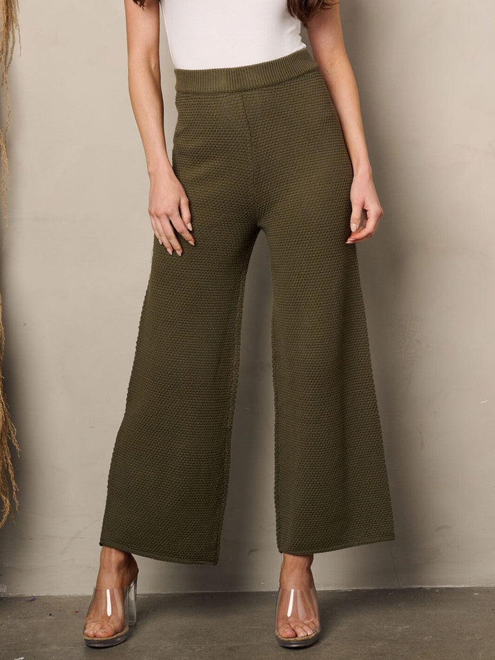 WOMEN'S WIDE LEG CROP WAFFLE PANTS