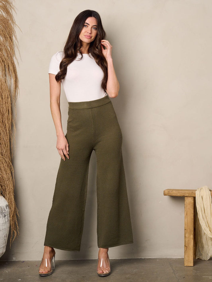 WOMEN'S WIDE LEG CROP WAFFLE PANTS
