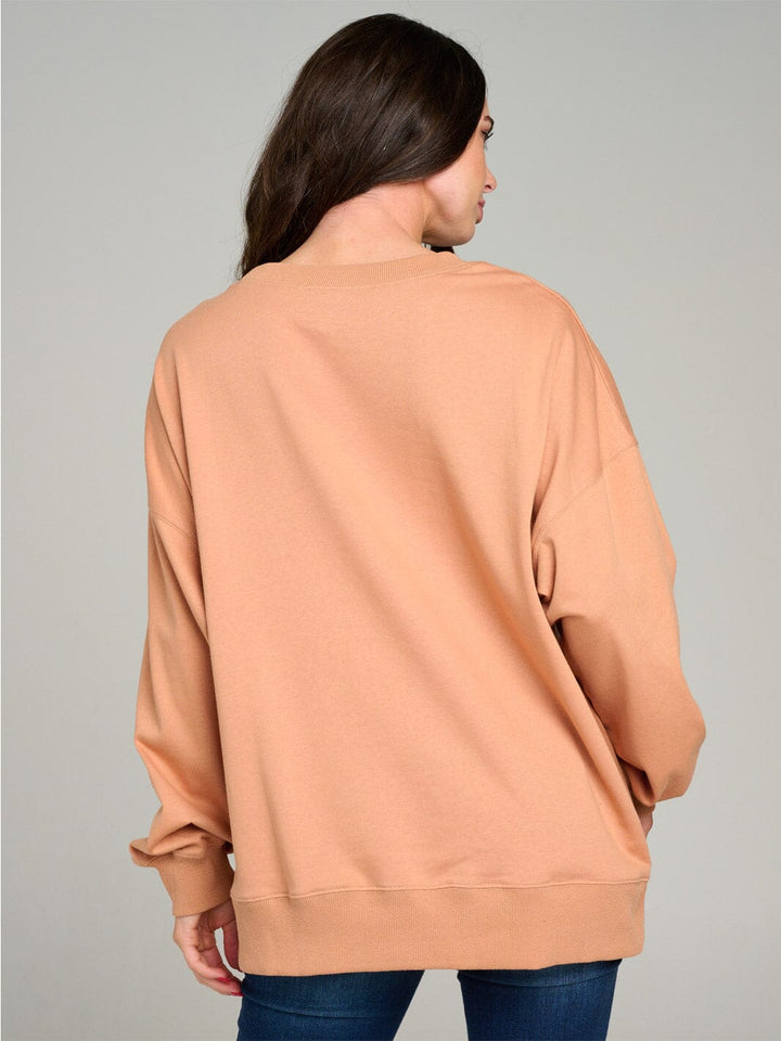 WOMEN'S LONG SLEEVE STUDS GRAPHIC PULLOVER SWEATER