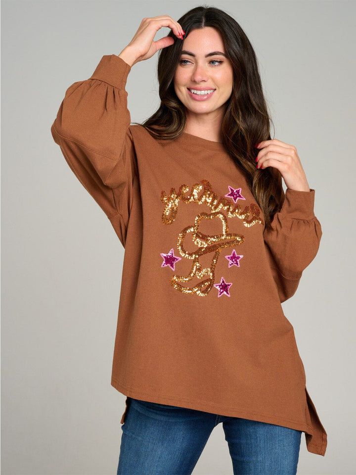 WOMEN'S LONG SLEEVE HIGH-LOW GRAPHIC OVERSIZE SHIRT