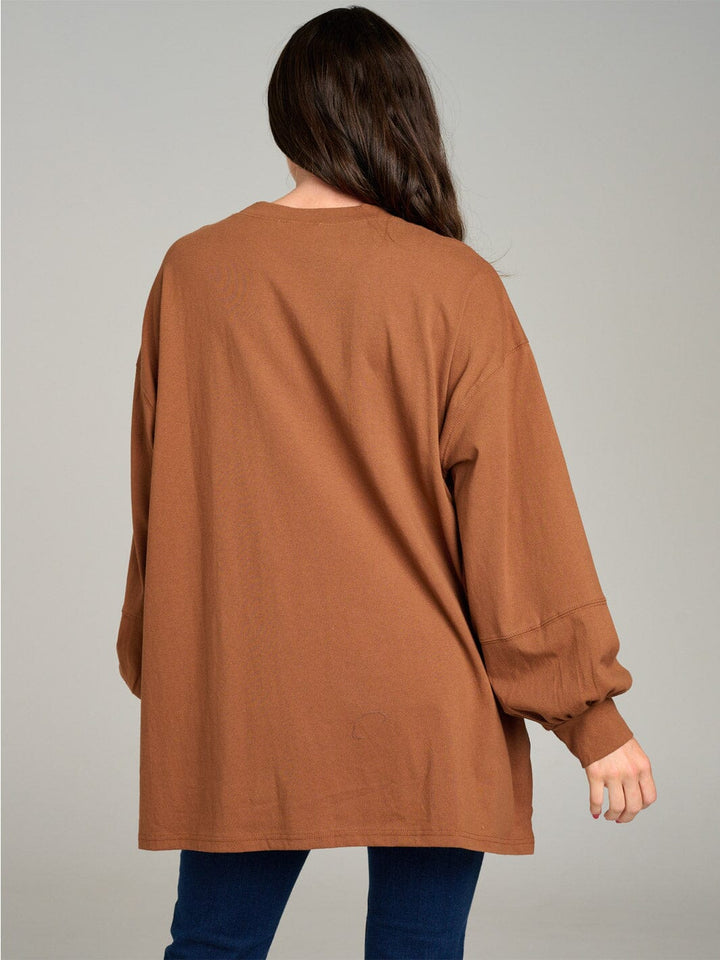 WOMEN'S LONG SLEEVE HIGH-LOW GRAPHIC OVERSIZE SHIRT