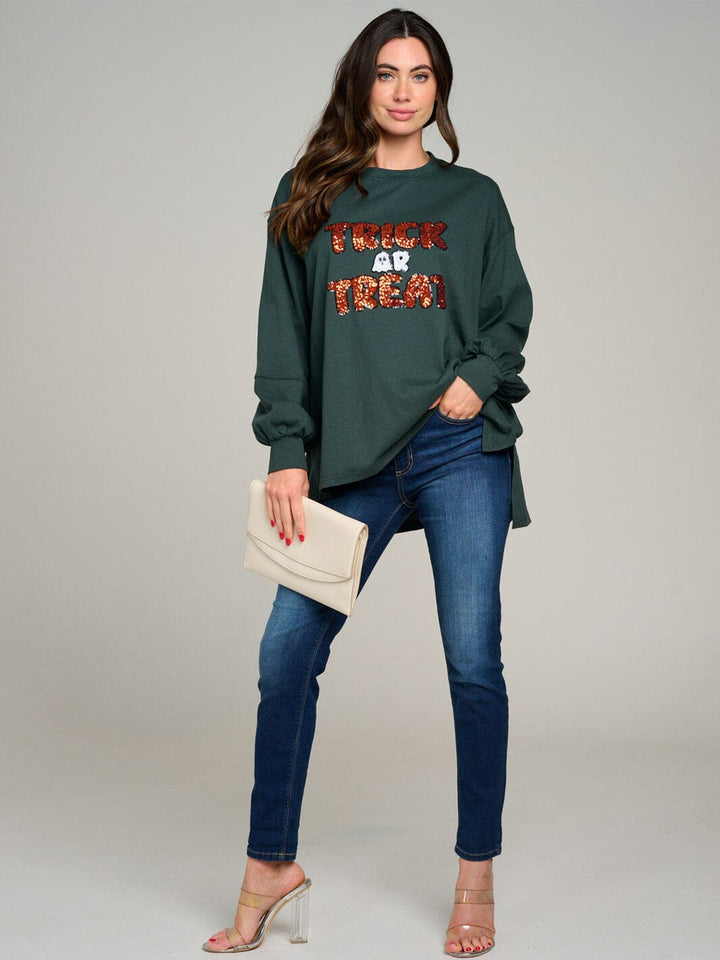 WOMEN'S LONG SLEEVE HIGH-LOW GRAPHIC OVERSIZE SHIRT