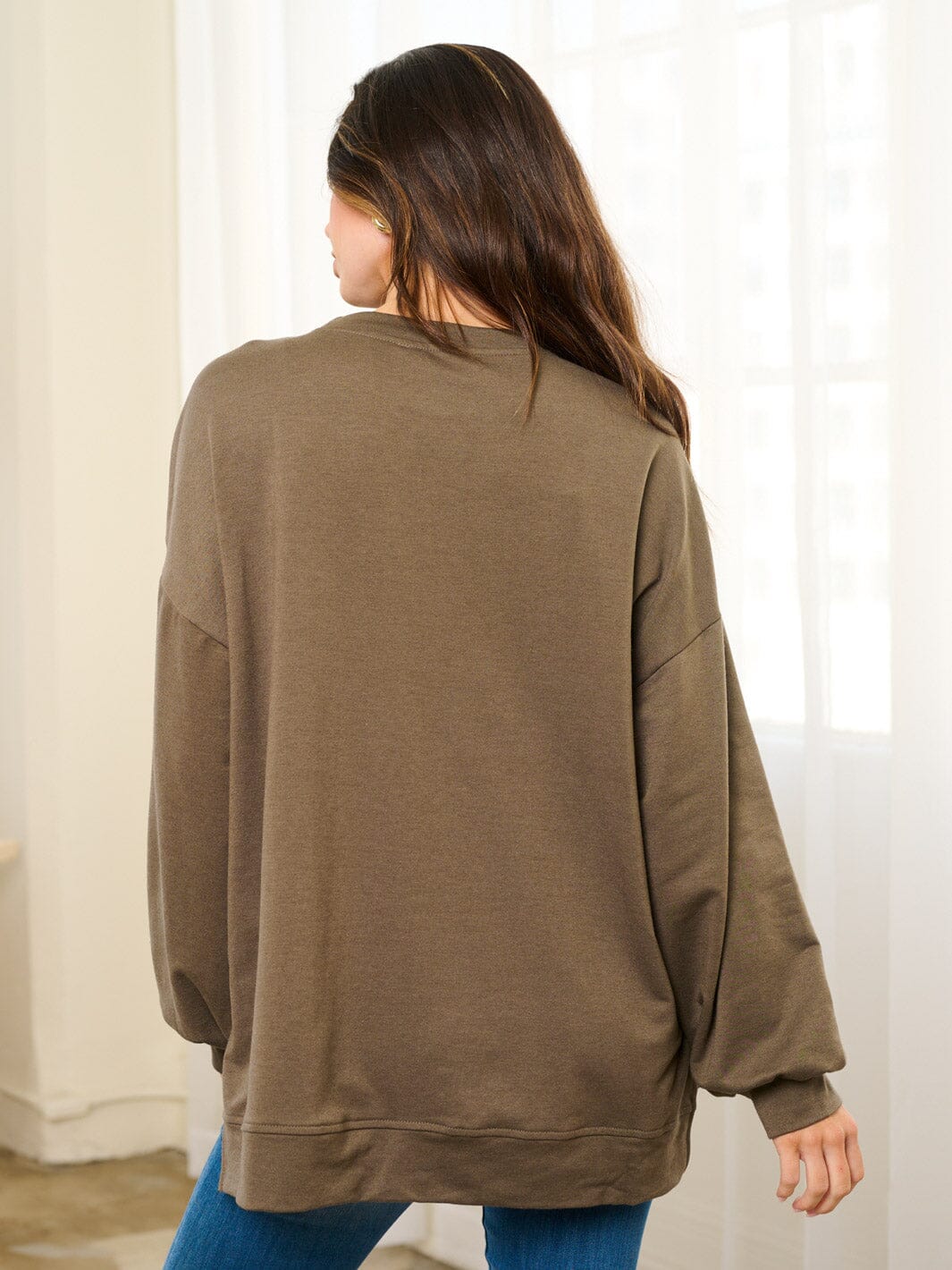 WOMEN'S LONG SLEEVE OVERSIZED STARS FRINGE TOP