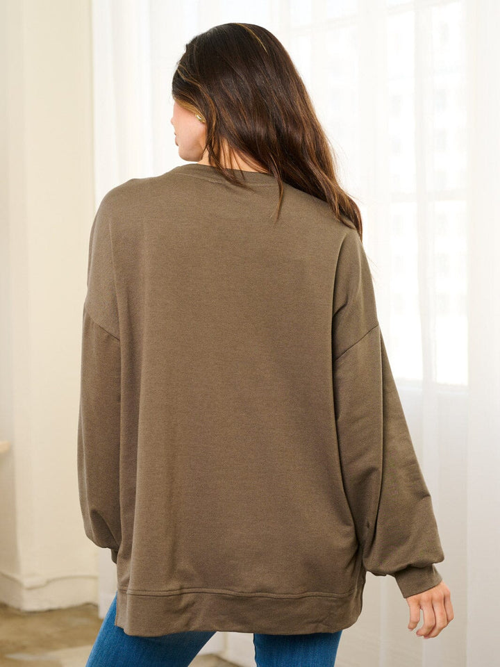 WOMEN'S LONG SLEEVE OVERSIZED STARS FRINGE TOP