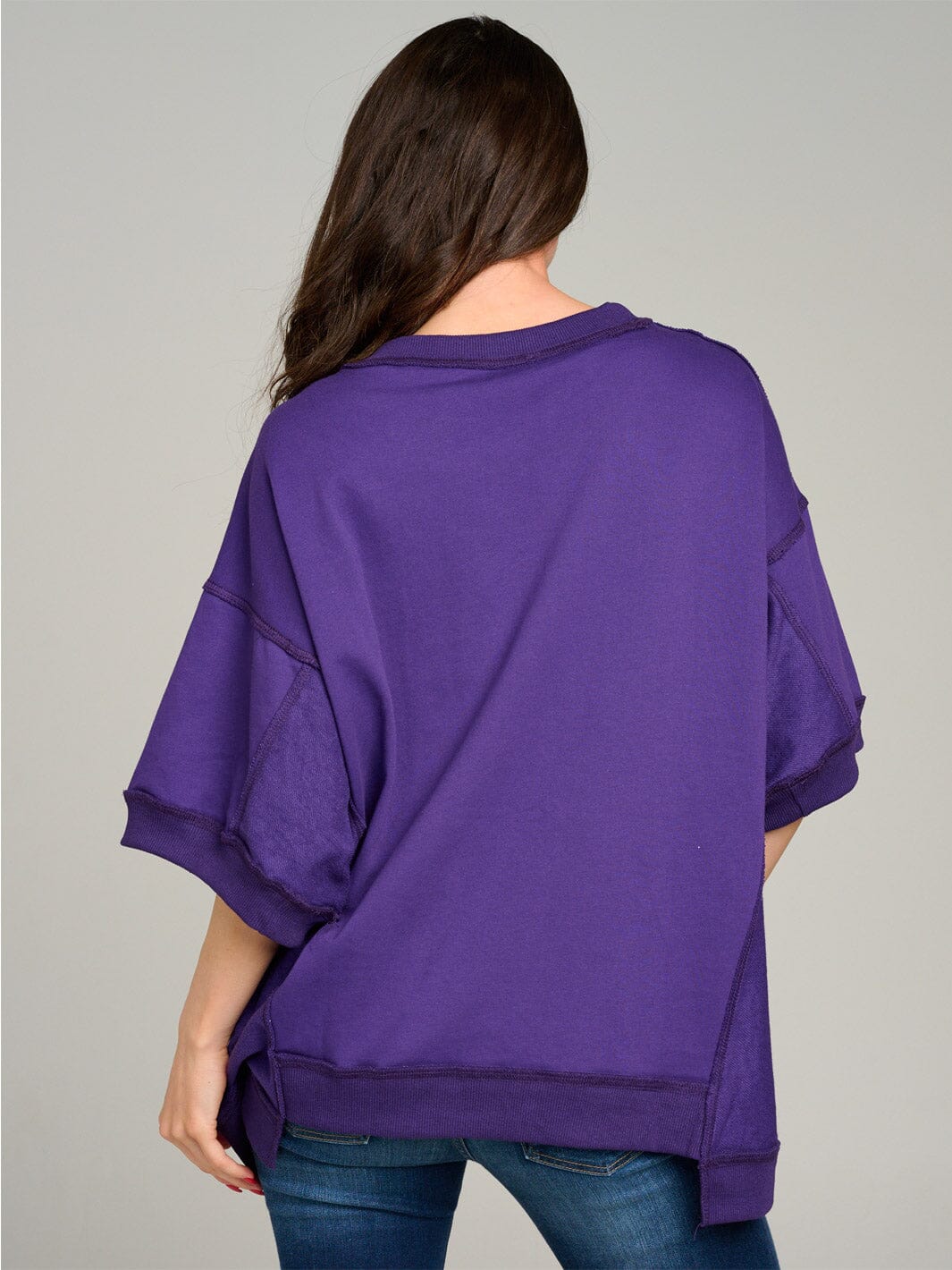 WOMEN'S SHORT SLEEVE GRAPHIC HIGH-LOW OVERSIZED TOP