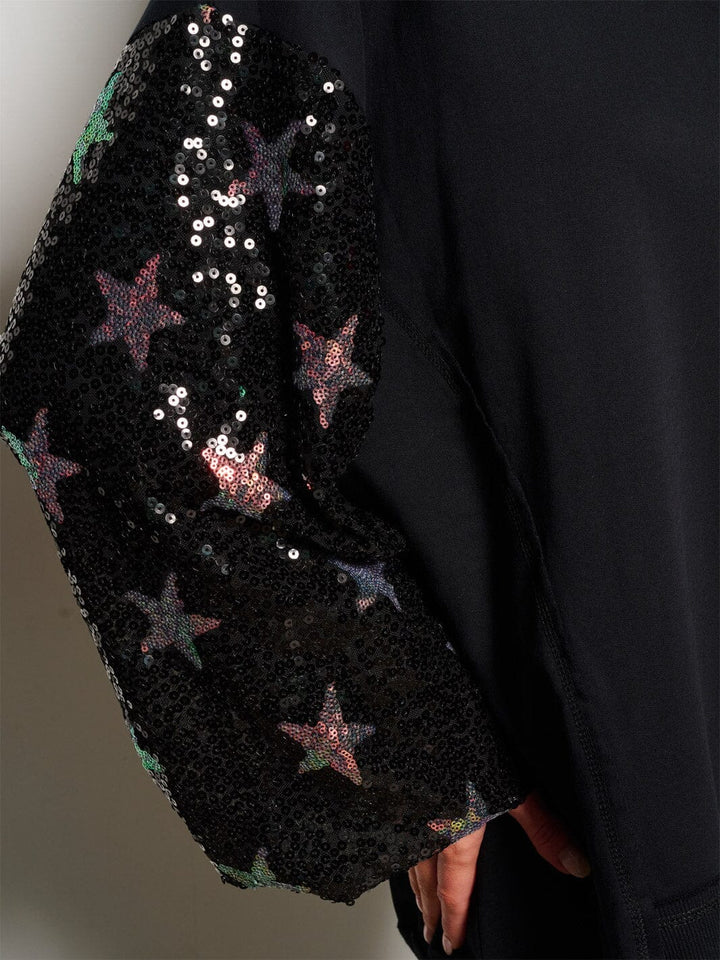 WOMEN'S LONG SLEEVE SEQUINS STARS LOOSE FIT SWEATER