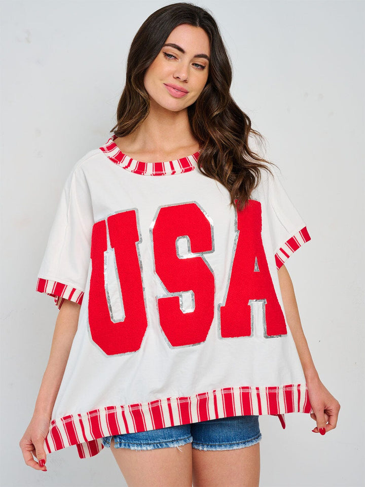 WOMEN'S SHORT SLEEVE GRAPHIC PATRIOTIC SHIRT