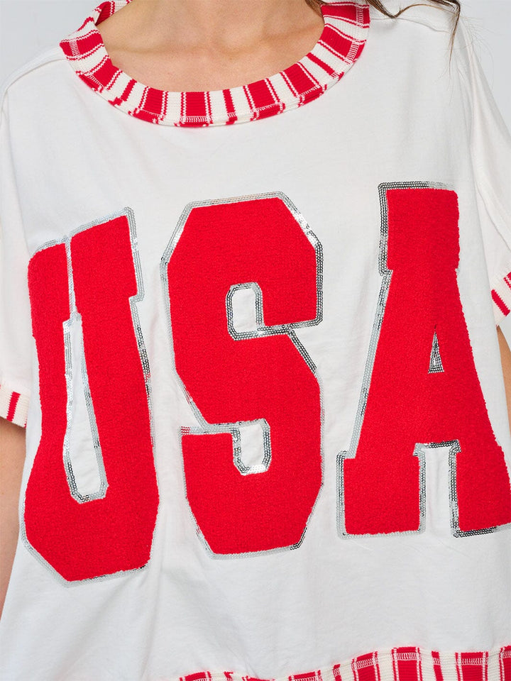 WOMEN'S SHORT SLEEVE GRAPHIC PATRIOTIC SHIRT