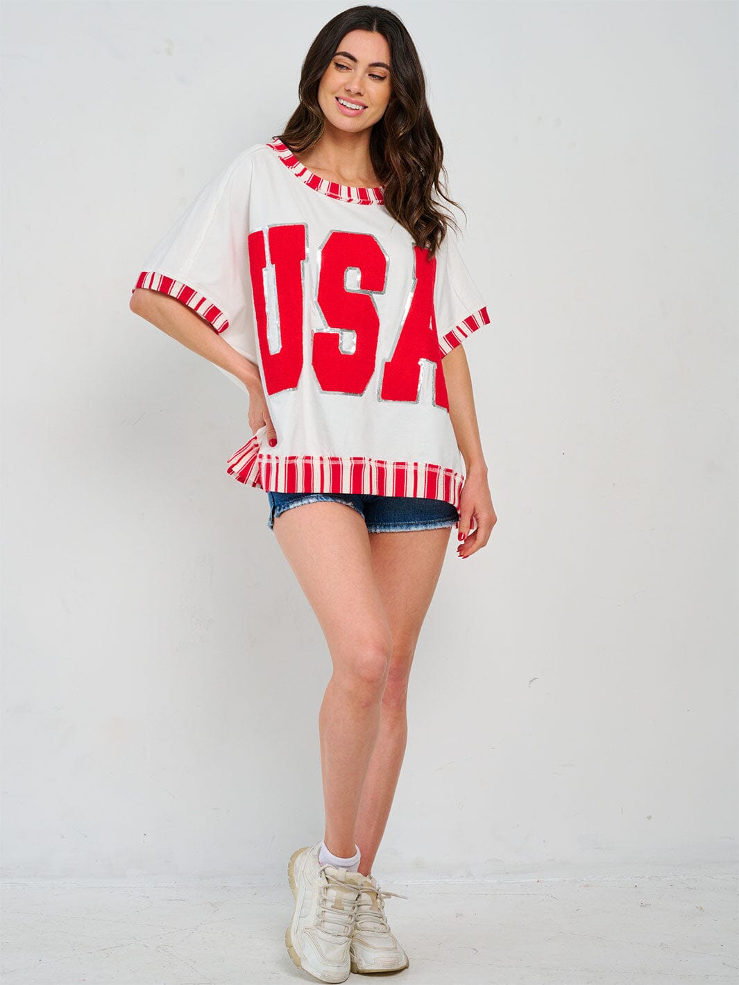 WOMEN'S SHORT SLEEVE GRAPHIC PATRIOTIC SHIRT