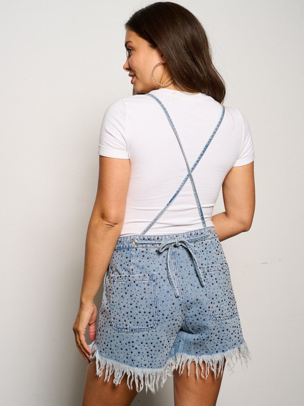 WOMEN'S SLEEVELESS POCKETS STUDS DENIM OVERALL