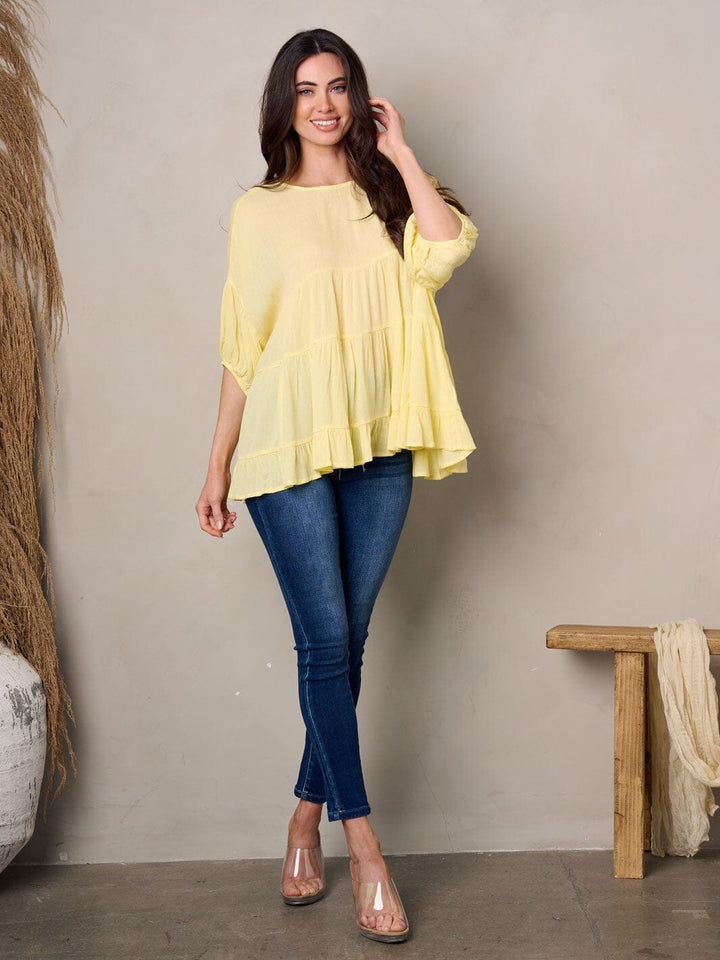 WOMEN'S SHORT SLEEVE TIERED TUNIC TOP