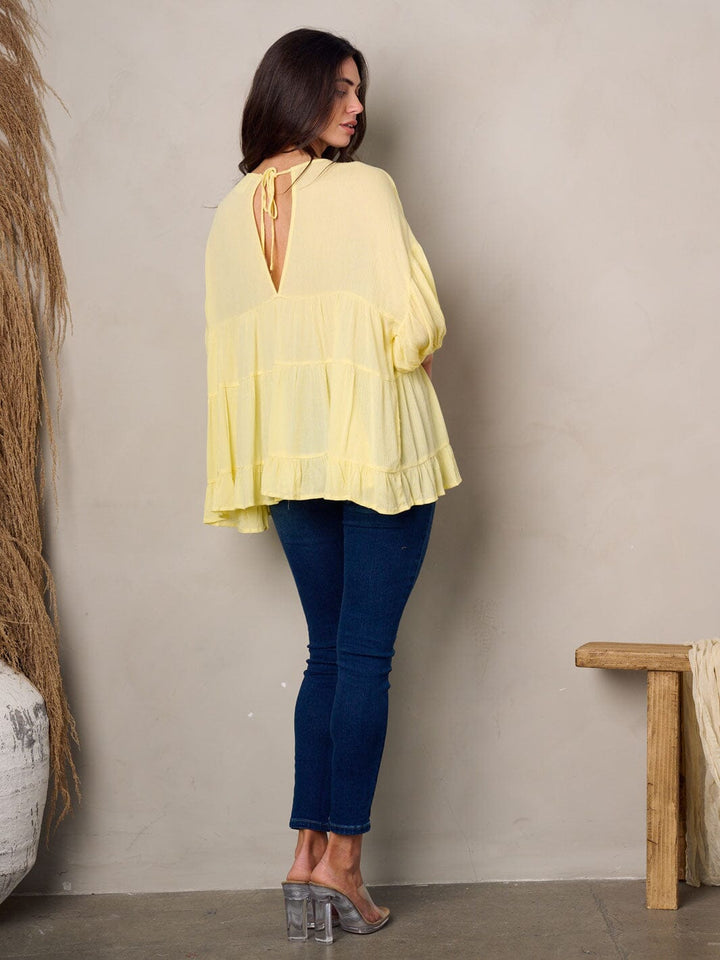 WOMEN'S SHORT SLEEVE TIERED TUNIC TOP