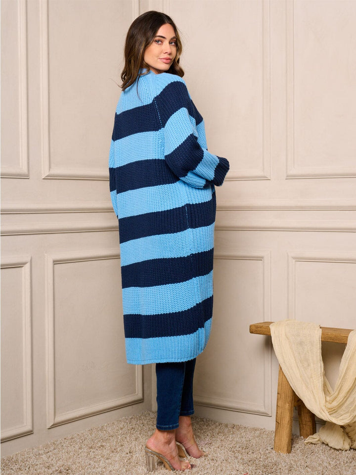 WOMENS LONG SLEEVE OPEN FRONT COLORBLOCK CARDIGAN