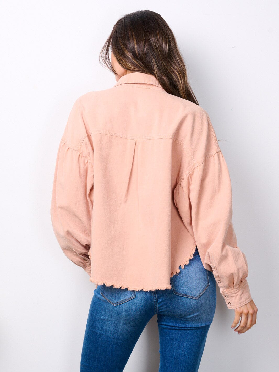 WOMEN'S LONG SLEEVE BUTTON UP POCKETS DENIM JACKET