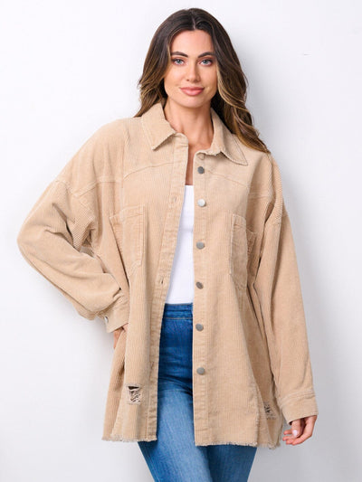 WOMEN'S LONG SLEEVE BUTTON UP COWGIRL CORDUROY JACKET