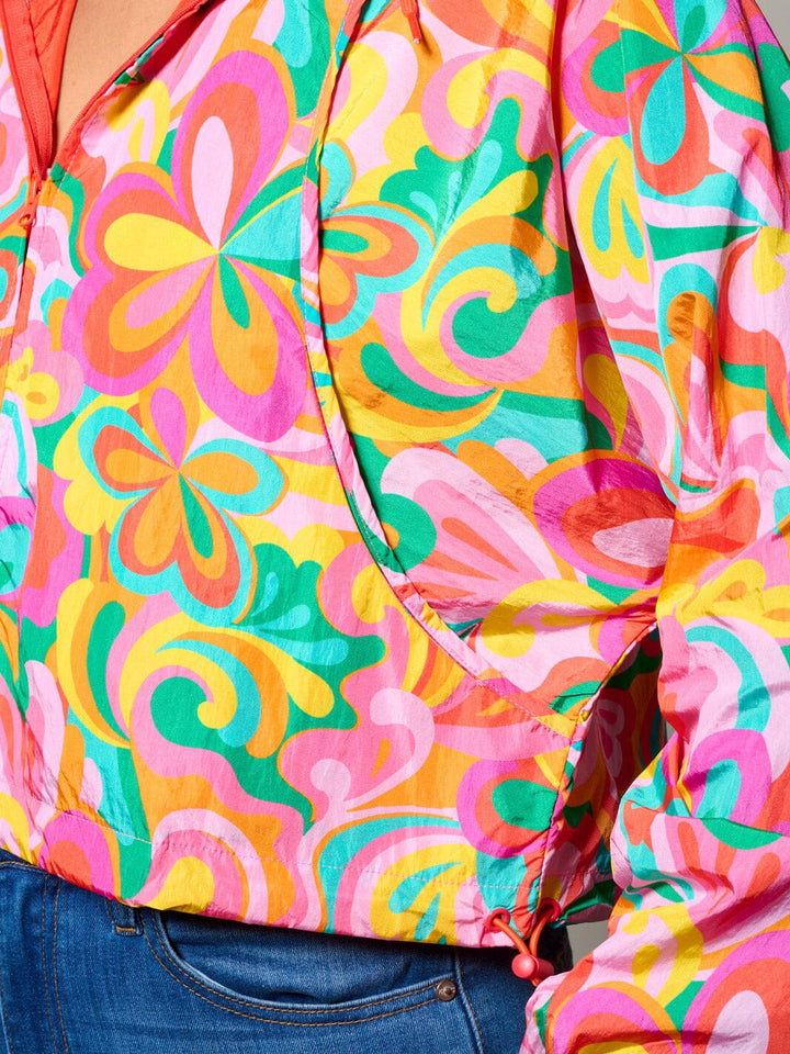 WOMEN'S LONG SLEEVE ZIP UP HOODED MULTI PRINT JACKET 4