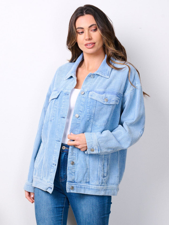 WOMEN'S LONG SLEEVE BUTTON UP CORDUROY JACKET