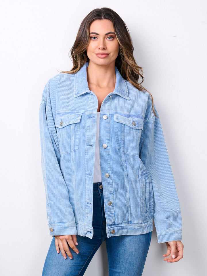 WOMEN'S LONG SLEEVE BUTTON UP CORDUROY JACKET