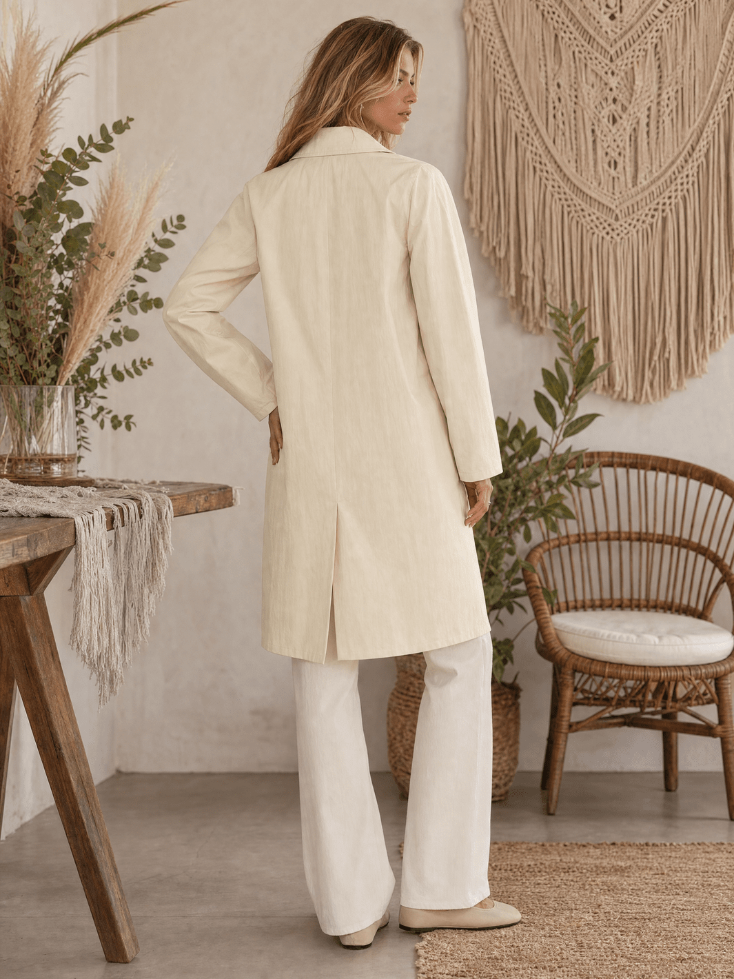 WOMEN'S LONG SLEEVE BUTTON UP FRONT POCKETS COAT