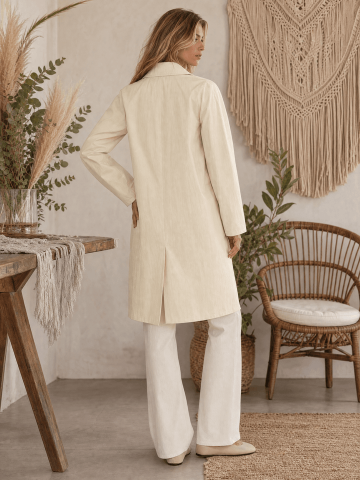 WOMEN'S LONG SLEEVE BUTTON UP FRONT POCKETS COAT