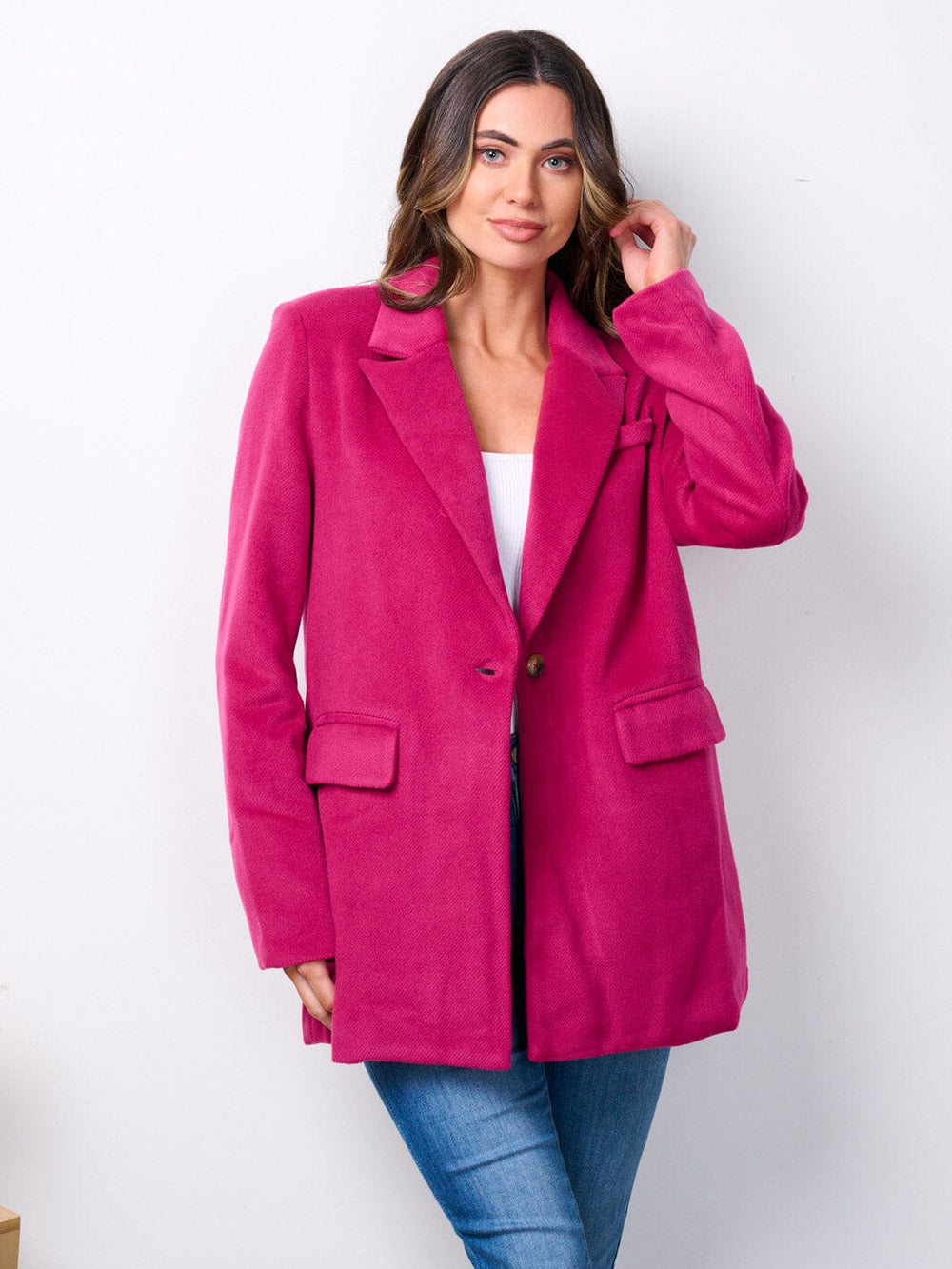 WOMEN'S LONG SLEEVE BUTTON CLOSURE POCKETS CORDUROY JACKET