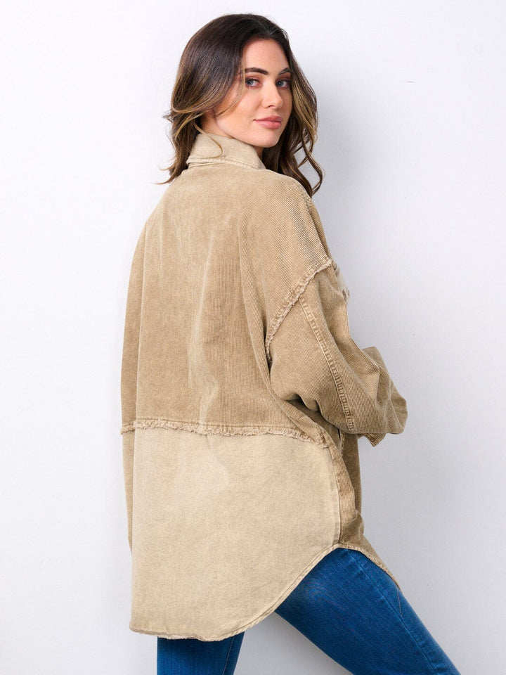 WOMEN'S LONG SLEEVE BUTTON UP RIBBED JACKET