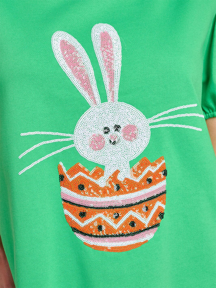 WOMEN'S SHORT PUFF SLEEVE RUFFLE BOTTOM HEM GRAPHIC MINI DRESS