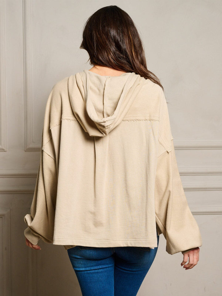 WOMEN'S LONG SLEEVE POCKETS ZIP UP HOODED JACKET