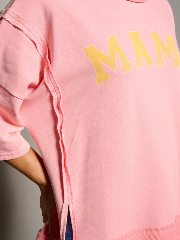 WOMEN'S 3/4 SLEEVE MAMA GRAPGIC TUNIC BLOUSE TOP