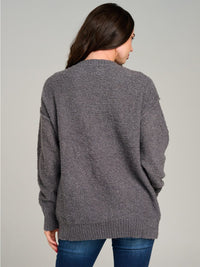 WOMEN'S LONG SLEEVE STARS GRAPHIC FUZZY PULLOVER SWEATER