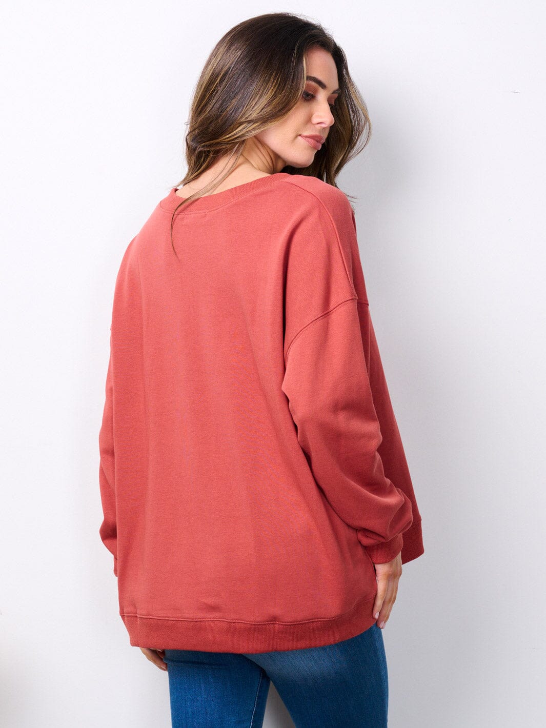 WOMEN'S LONG SLEEVE V-NECK GRAPHIC SWEATER