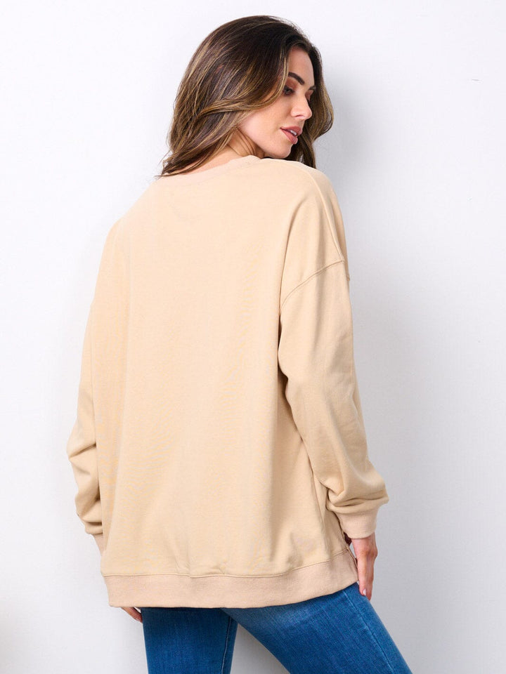 WOMEN'S LONG SLEEVE V-NECK GRAPHIC SWEATER