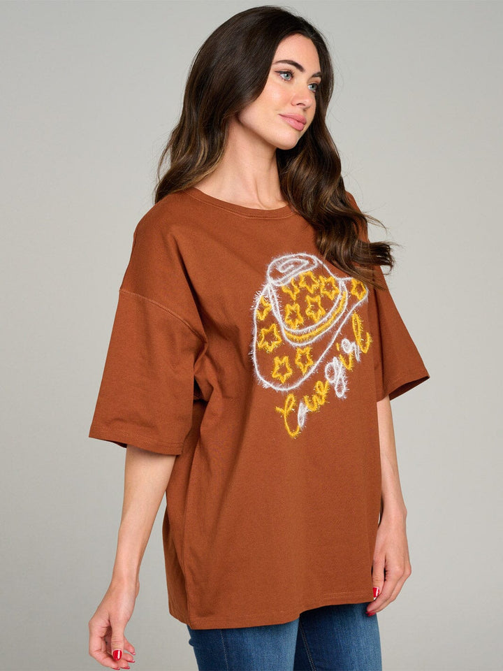 WOMEN'S SHORT SLEEVE GRAPHIC OVERSIZE SHIRT