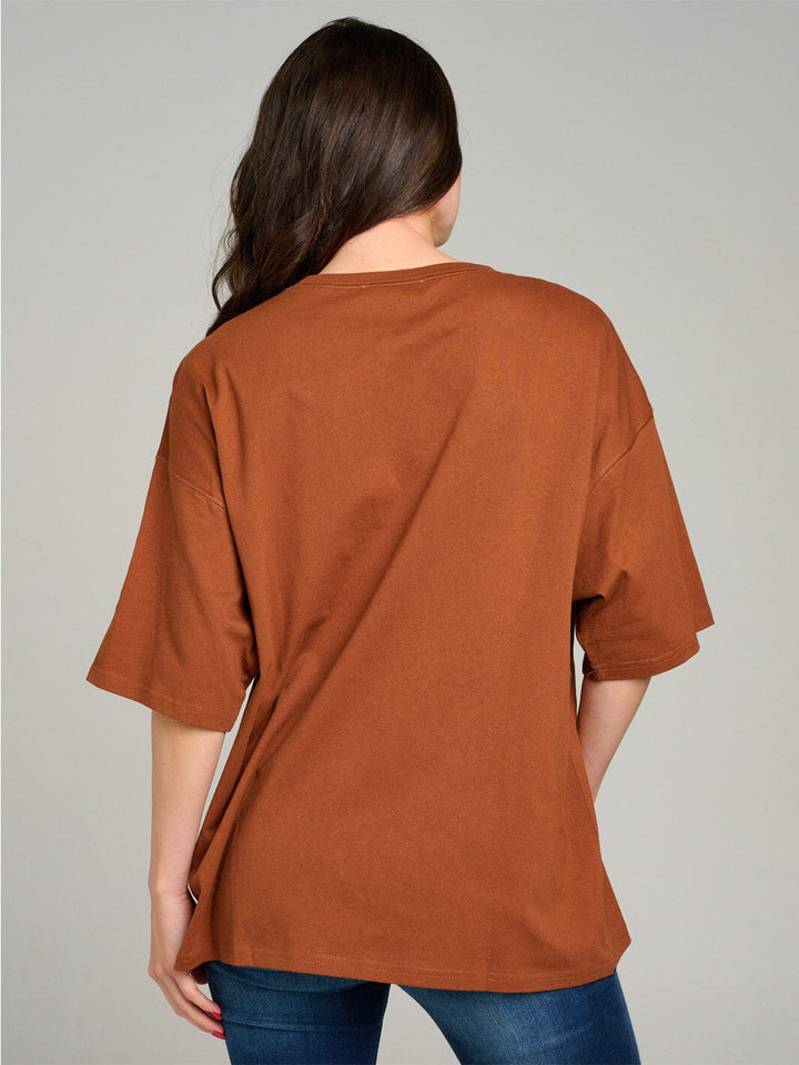 WOMEN'S SHORT SLEEVE GRAPHIC OVERSIZE SHIRT