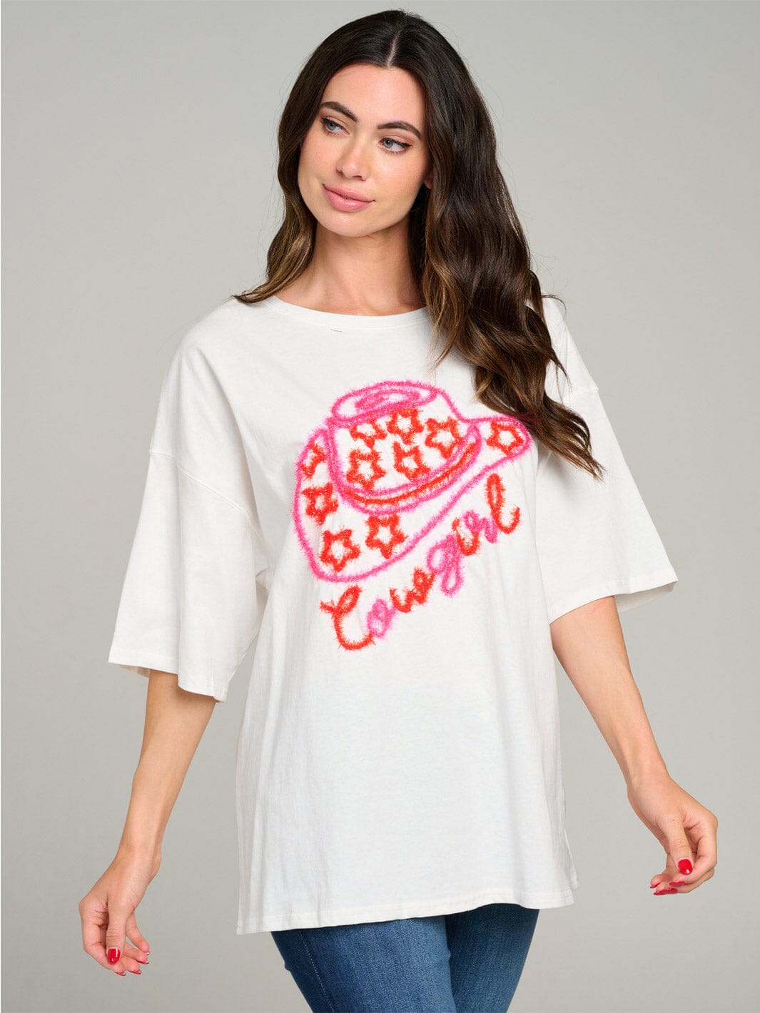 WOMEN'S SHORT SLEEVE GRAPHIC OVERSIZE SHIRT